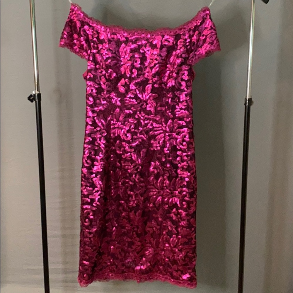 Magenta sequin cocktail dress